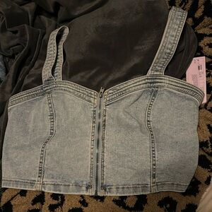 light blue washed denim corset SZ S *NWT*